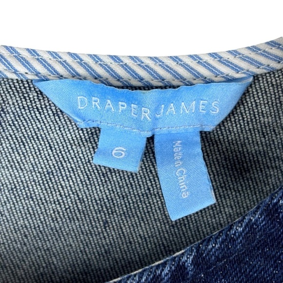 DRAPER JAMES SHORT SLEEVE DARK WASH COTTON DENIM SHIFT DRESS - Picture 12 of 14